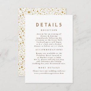 Starry Night Celestial White Gold Wedding Details Enclosure Card