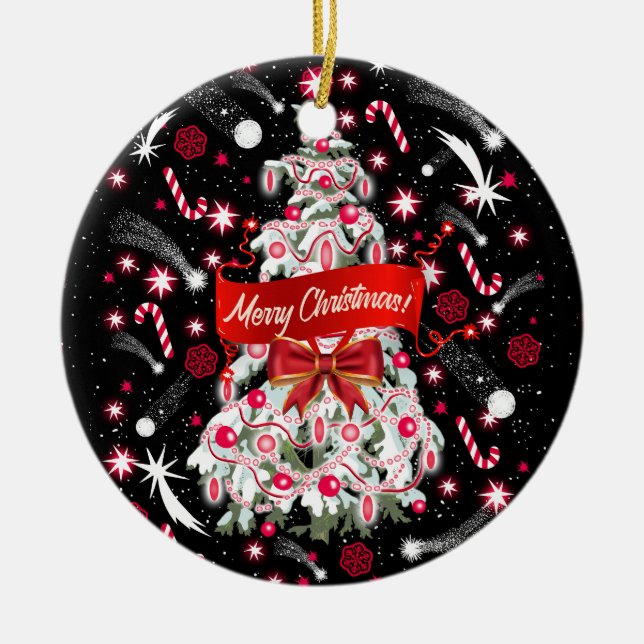 Starry Night Ceramic Tree Decoration (Front)