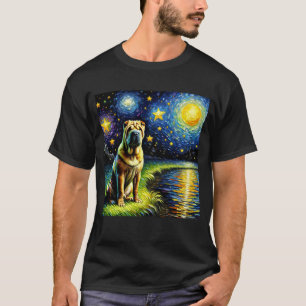 Starry Night Chinese Shar-Pei Dog Van Gogh Lover T-Shirt