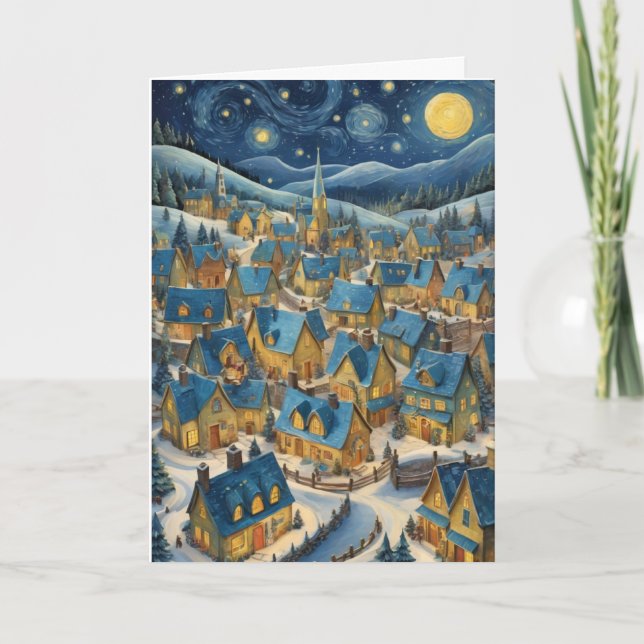 Starry Night Christmas Card with Custom Message (Front)