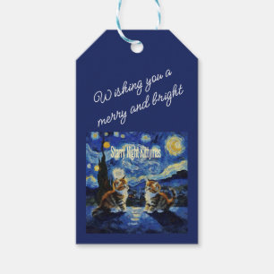 Starry Night Christmas Cat Lover Kittymas Fun Gift Tags