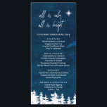 Starry Night Christmas Dinner Menu Card<br><div class="desc">This starry night christmas dinner menu card is perfect for a religious holiday meal. The design features a winter forest scene with a navy watercolor sky and a brightly shining star of bethlehem.</div>