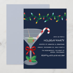 Starry Night Christmas Holiday Cocktail Party Invitation