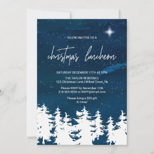 Starry Night Christmas Luncheon Invitation