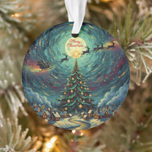 Starry Night Christmas Ornament Round Acrylic