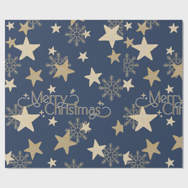 Starry Night Christmas Wrapping Paper (Flat)