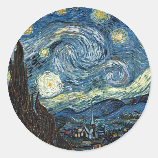 Starry Night Classic Round Sticker (Front)