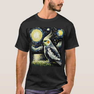 Starry Night Cockatiel Parrot Van Gogh Bird Lover T-Shirt