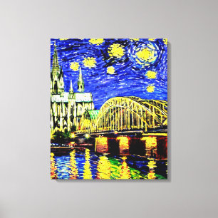 Starry Night Cologne Germany Cathedral Canvas Print