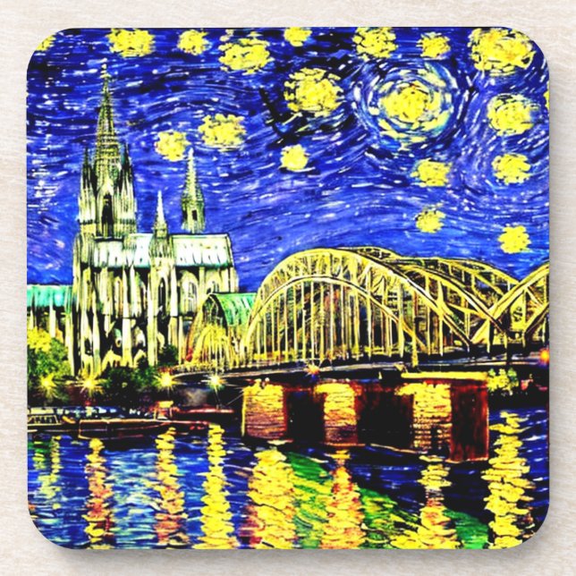 Starry Night Cologne Germany Cathedral Coaster (Front)