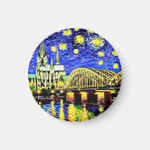 Starry Night Cologne Germany Cathedral Magnet