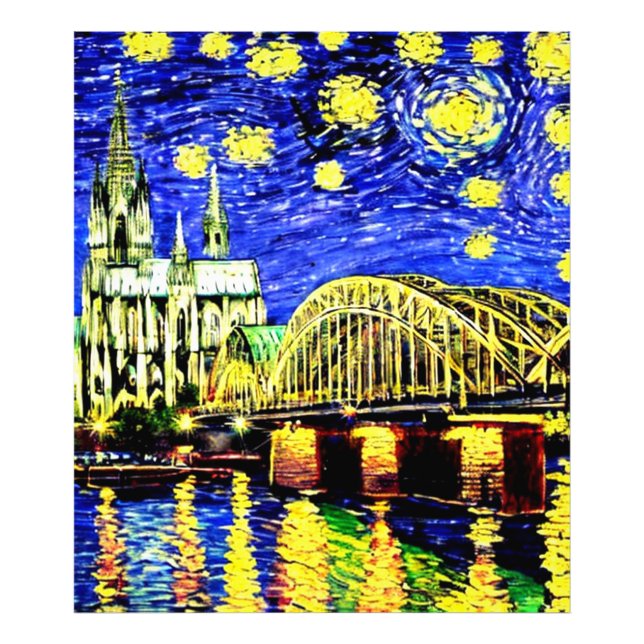 Starry Night Cologne Germany Cathedral Photo Print (Front)