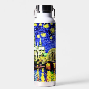Starry Night Cologne Germany Cathedral Water Bottle