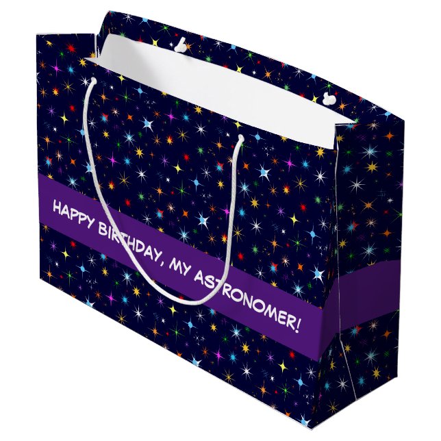 Starry Night Colourful Astronomic Seamless Pattern Large Gift Bag (Back Angled)