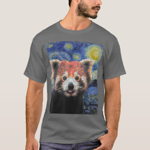 Starry Night Colourful Red Panda T-Shirt