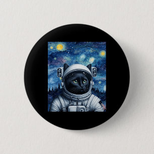 Starry Night Cosmic Cat Astronaut Art 6 Cm Round Badge