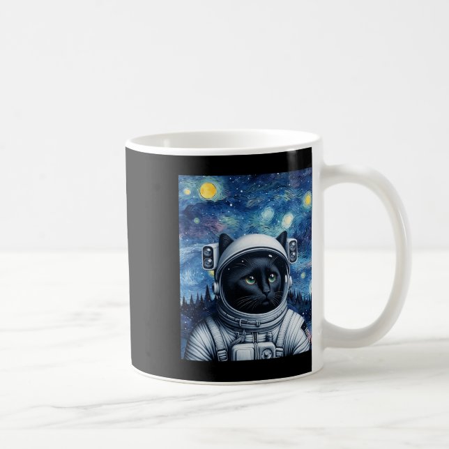 Starry Night Cosmic Cat Astronaut Art  Coffee Mug (Right)