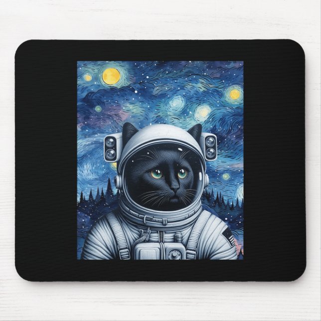 Starry Night Cosmic Cat Astronaut Art  Mouse Mat (Front)