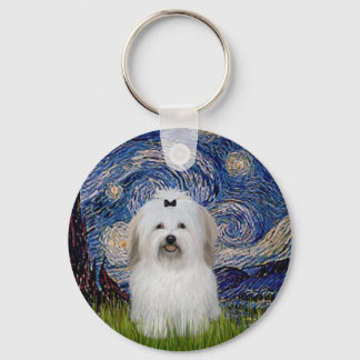 Starry Night - Coton de Tulear 2 Key Ring