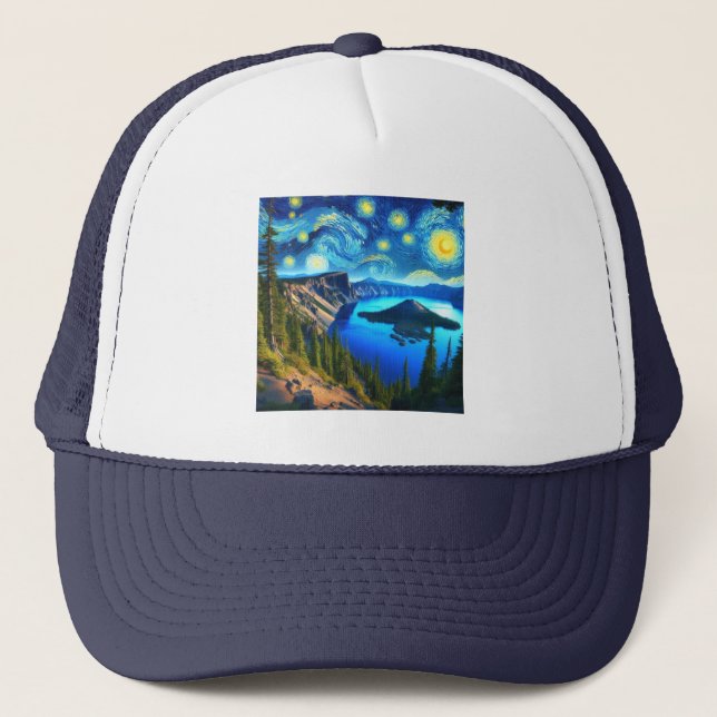 Starry Night Crater Lake National Park Trucker Hat (Front)