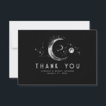 Starry Night Crescent Moon Celestial Thank You<br><div class="desc">Starry night celestial silver and black cute thank you cards</div>