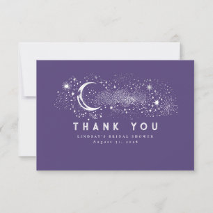 Starry Night Crescent Moon Small Thank You Card