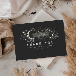 Starry Night Crescent Moon Small Thank You Card