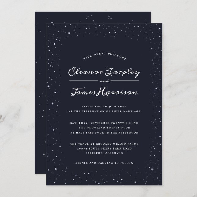 Starry Night Customisable Colour Wedding Invitatio Invitation (Front/Back)