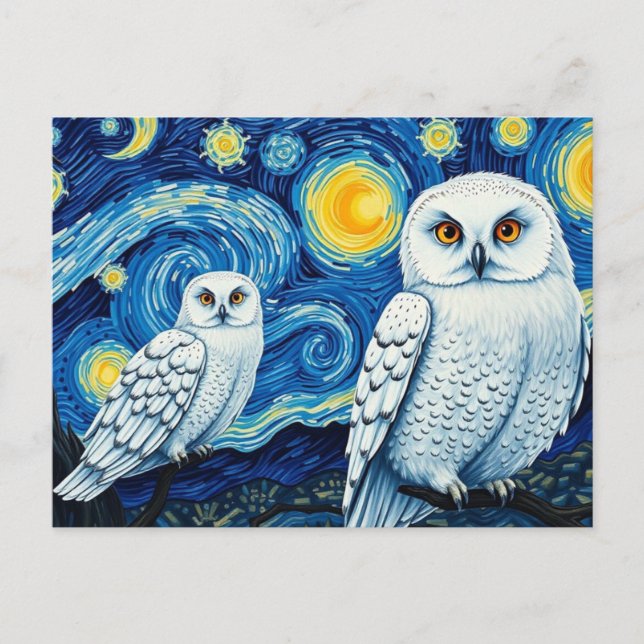 Starry Night Cute Vincent Van Gogh Owl Postcard (Front)