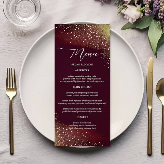 Starry Night Deep Crimson Wedding Menu (Creator Uploaded)