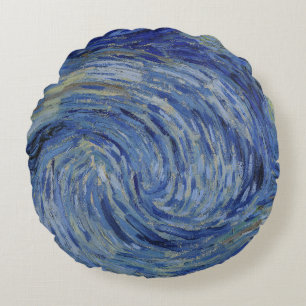 "Starry Night" detail closeup by Van Gogh Round Cushion