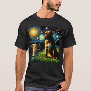 Starry Night Dogue de Bordeaux Dog Van Gogh Lover T-Shirt
