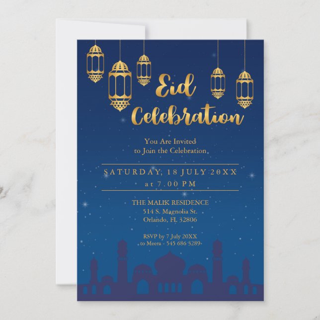 Starry Night Eid Mubarak Party Invitation (Front)
