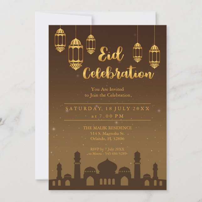 Starry Night Eid Mubarak Party Invitation (Front)