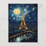 Starry Night - Eiffel Tower Postcard<br><div class="desc">This is a beautiful postcard of the Eiffel Tower, represented in the style of the famous artist Vincent Van Gogh. The French monument, illuminated, shines brightly in the night sky over Paris, with a starry sky above. The River Seine is in the foreground. The perfect postcard for anyone who loves...</div>