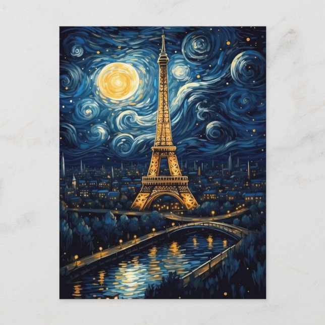 Starry Night - Eiffel Tower Postcard (Front)
