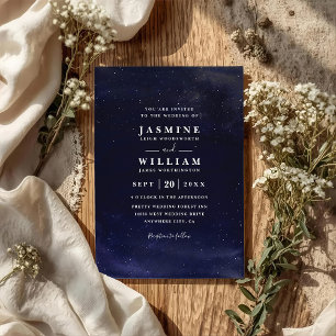 Starry Night Elegant Modern Chic QR Code Wedding Invitation