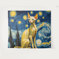 Starry Night Elf Sphynx Cat Wall Art Decor