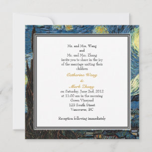 Starry Night, famous fine art wedding invitation. Invitation