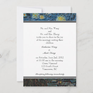 Starry Night, famous fine art wedding invitation. Invitation