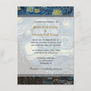 Starry Night, famous fine art wedding invitation. Invitation