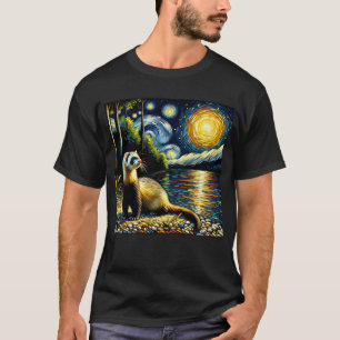 Starry Night Ferret Van Gogh Lover T-Shirt