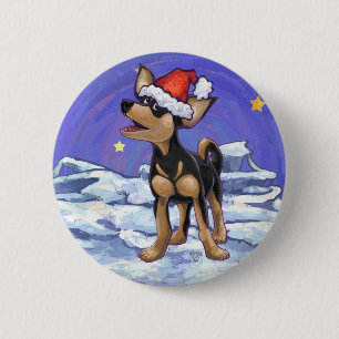 Starry Night Festive Chihuahua 6 Cm Round Badge