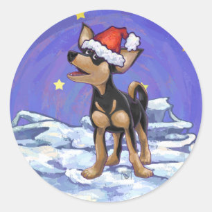 Starry Night Festive Chihuahua Classic Round Sticker