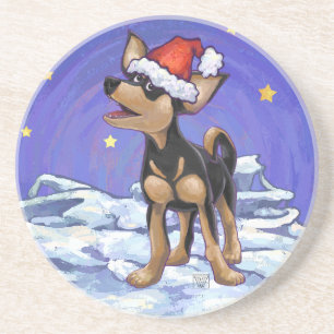 Starry Night Festive Chihuahua Coaster
