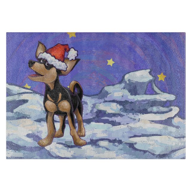 Starry Night Festive Chihuahua Cutting Board (Front)