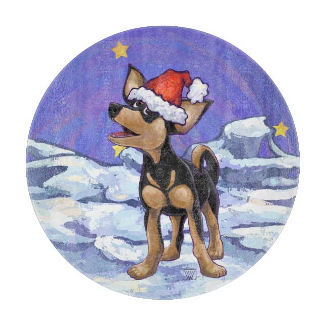 Starry Night Festive Chihuahua Cutting Board (Front)