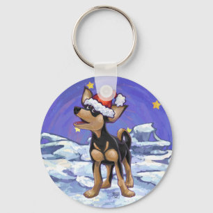 Starry Night Festive Chihuahua Key Ring
