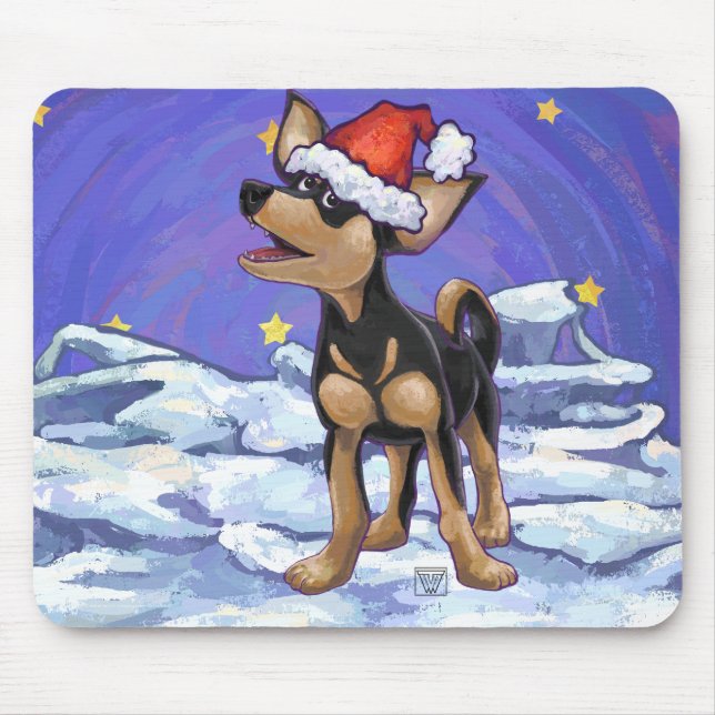 Starry Night Festive Chihuahua Mouse Mat (Front)
