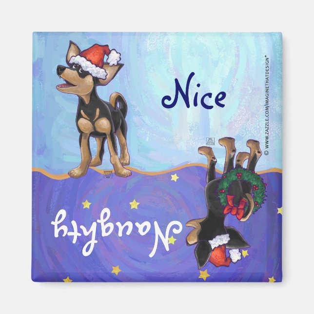 Starry Night Festive Chihuhua in Santa Hat Magnet (Front)